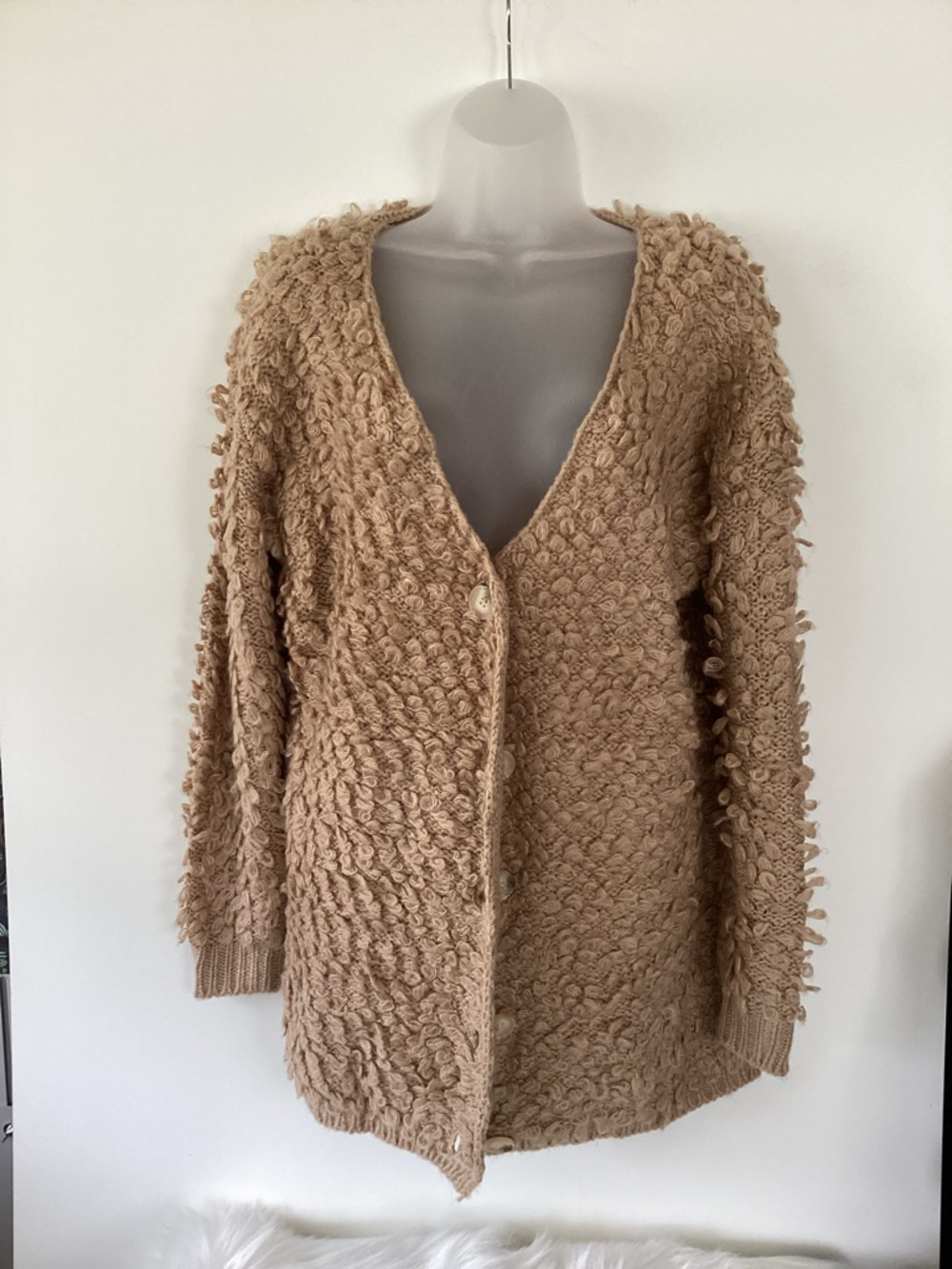 Solutions Tan big loop oversized cardigan
